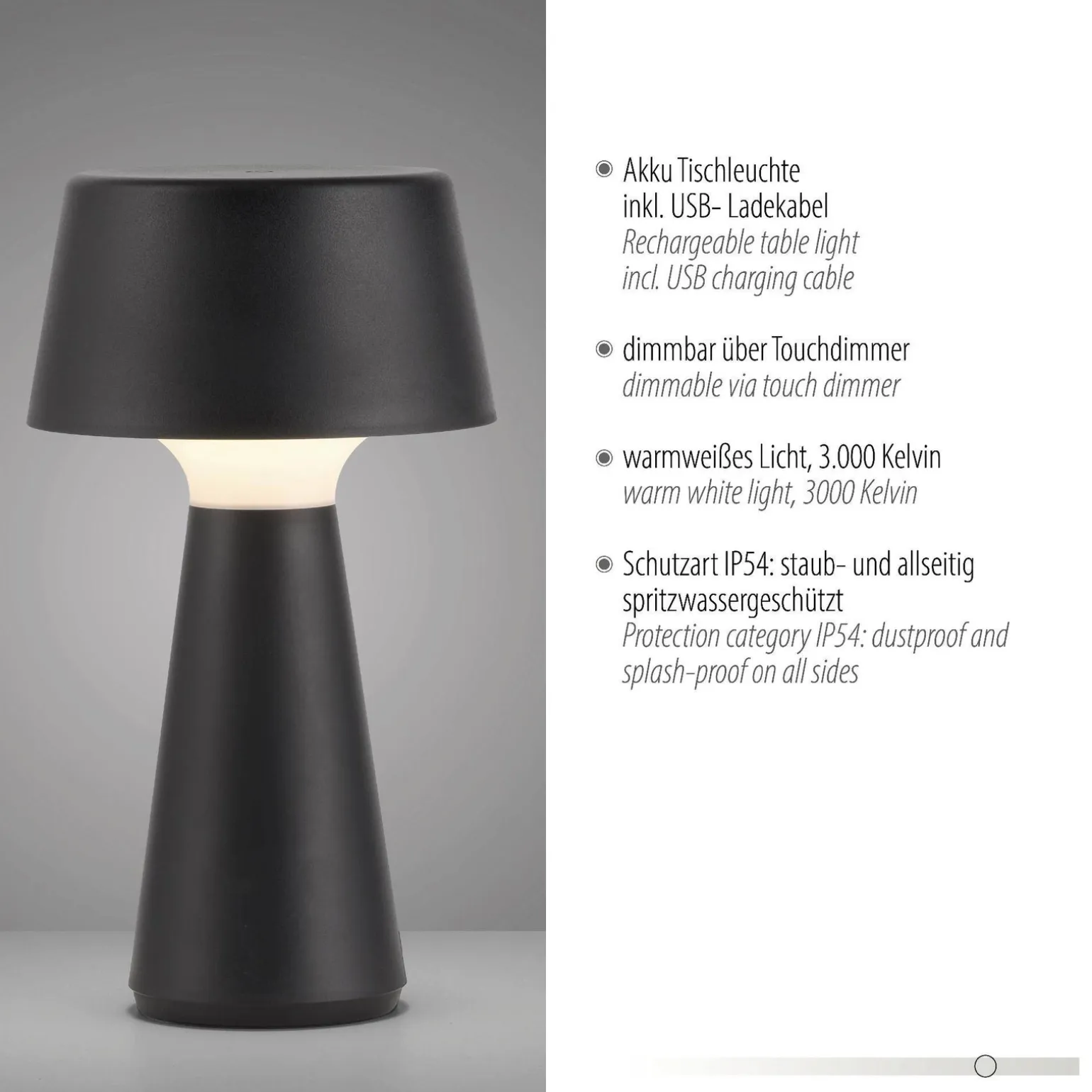 ABERA LAMPA STOŁOWA CZARNY (19260-18) - Paul Neuhaus