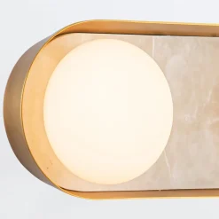 Alabastrowy Kinkiet LED Alonso - Vintage mosiądz (QN-ALONSO3-VBS-AR) - Quintiesse