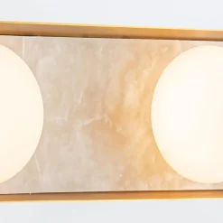 Alabastrowy Kinkiet LED Alonso - Vintage mosiądz (QN-ALONSO3-VBS-AR) - Quintiesse