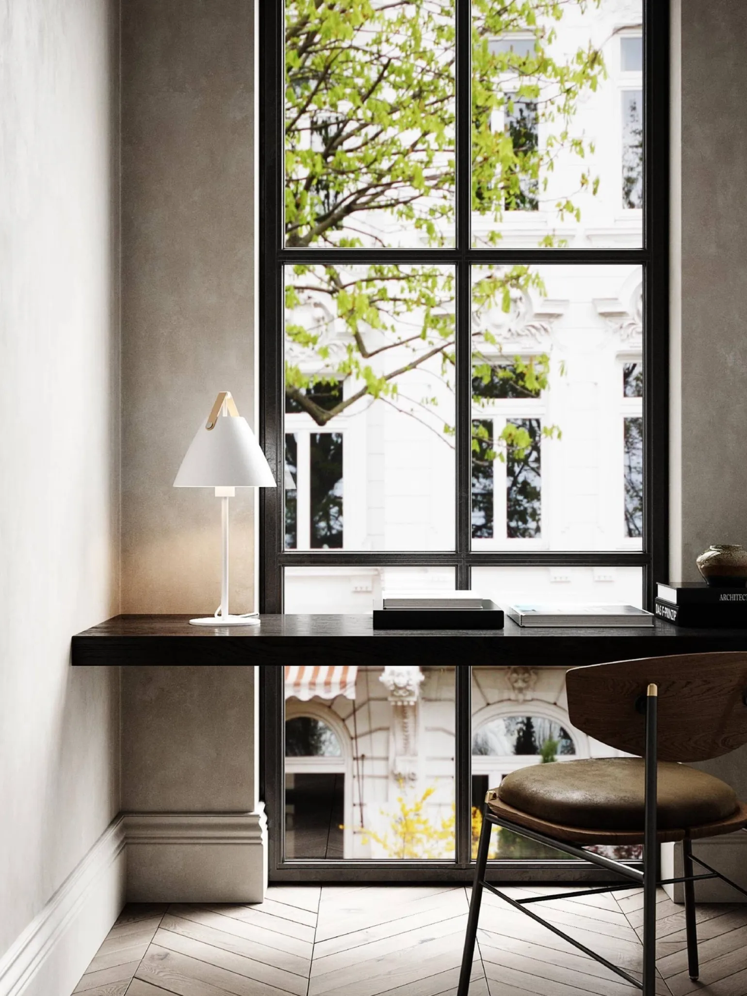 Biała lampa stołowa STRAP Nordlux E27 40W Metal