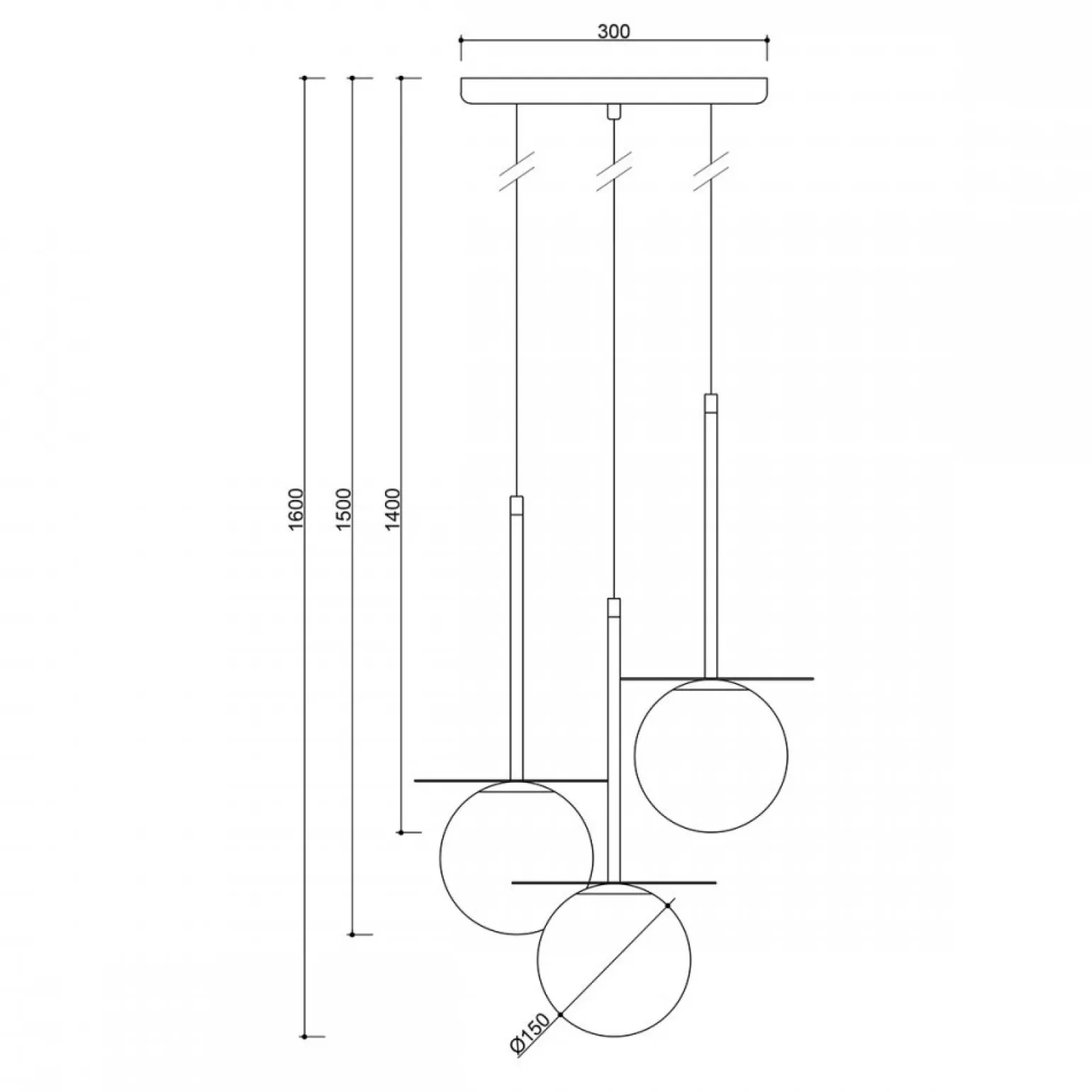 BORRA B 3P potrójna sufitowa lampa wisząca z mosiądzem (BRB331P3) - Ummo