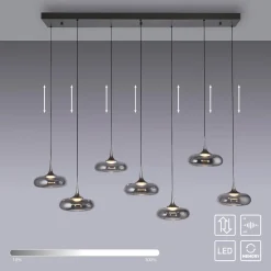 Ściemnialna lampa wisząca z płynną regulacją wysokości POSH SZARA (15695-15) - Paul Neuhaus