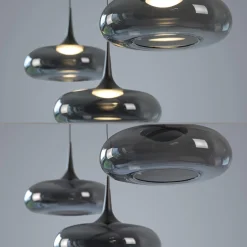 Ściemnialna lampa wisząca z płynną regulacją wysokości POSH SZARA (15693-15) - Paul Neuhaus