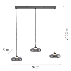 Ściemnialna lampa wisząca z płynną regulacją wysokości POSH SZARA (15693-15) - Paul Neuhaus