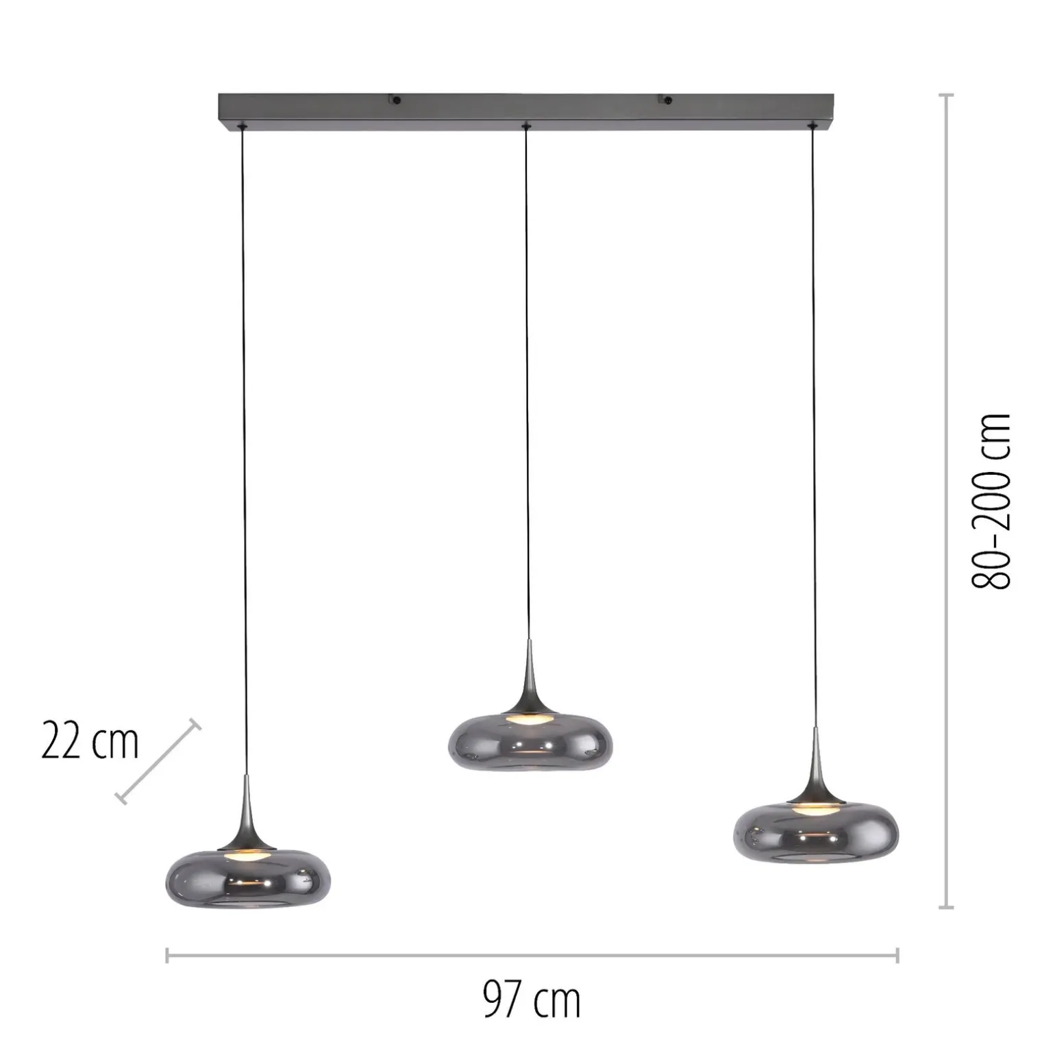 Ściemnialna lampa wisząca z płynną regulacją wysokości POSH SZARA (15693-15) - Paul Neuhaus