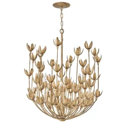 Designerski żyrandol Flora - 6 źródeł światła - Oksydowane złoto (QN-FLORA6-GD) - Quintiesse