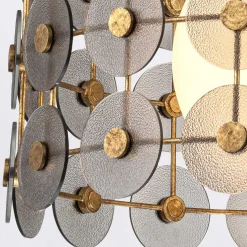 Efektowna lampa wisząca Meridian - 3 źródła światła - Przecierane złoto (QN-MERIDIAN-3P-DG) - Quintiesse