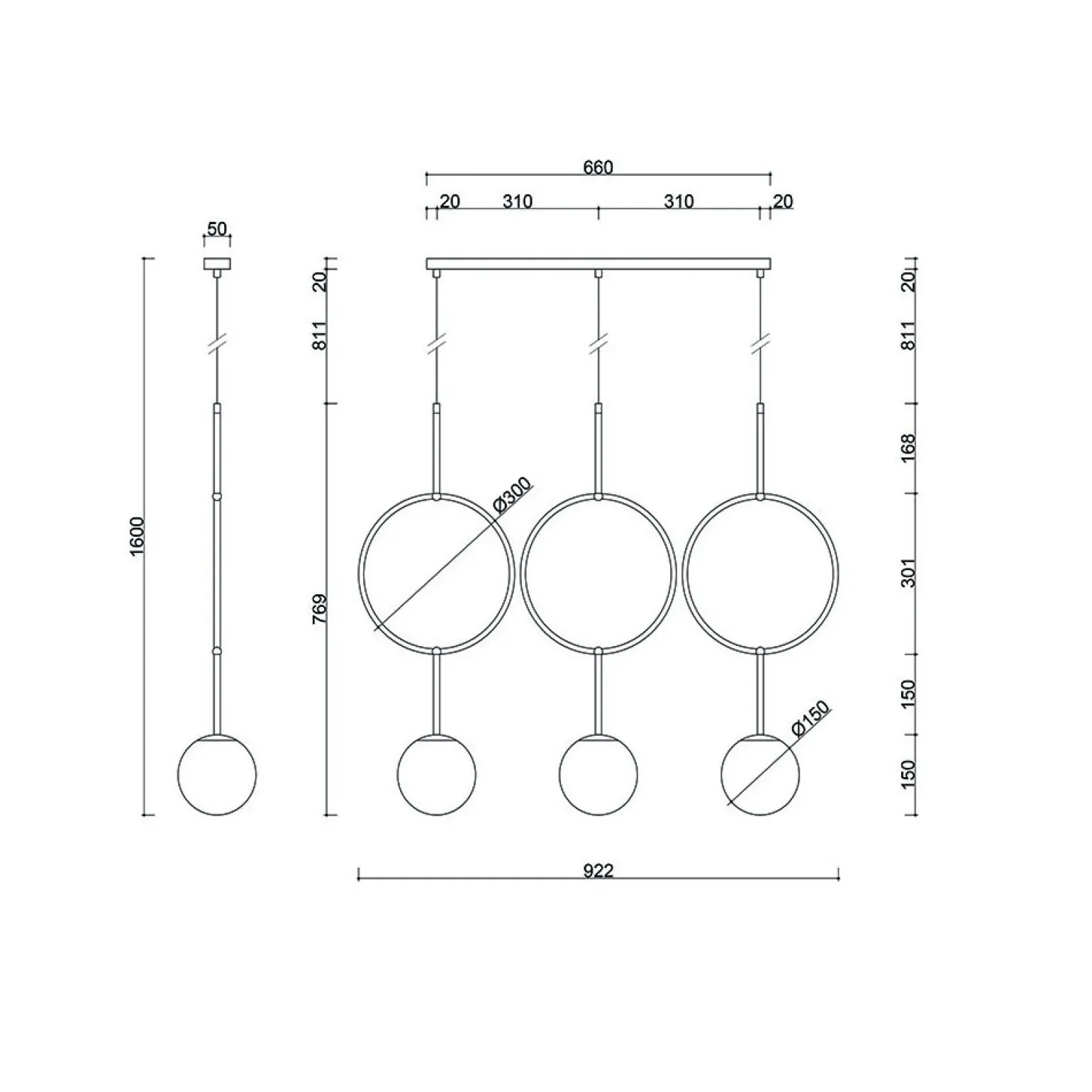 ISUULLA C biała potrójna lampa sufitowa (ISC311P0) - Ummo
