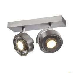 KALU, lampa ścienna i sufitowa, dwupunktowa, QPAR111, okrągła, szczotkowane aluminium, maks. 150 W (147316) - SLV