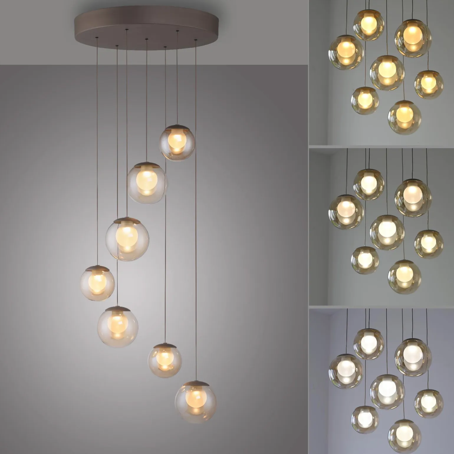 Kaskadowa lampa na pilota, z regulacją światła i wysokości BRĄZOWA (2587-97) - Paul Neuhaus