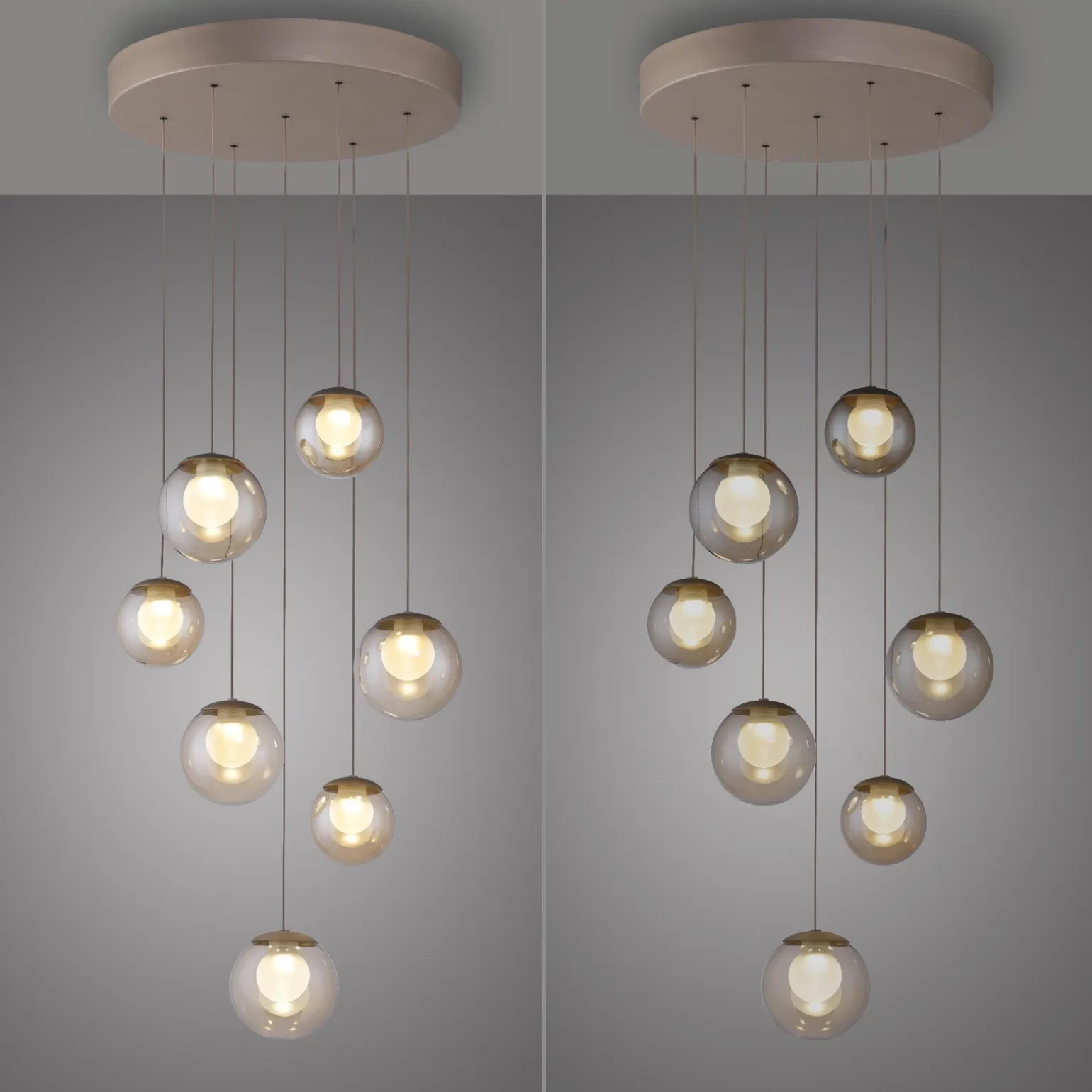 Kaskadowa lampa na pilota, z regulacją światła i wysokości BRĄZOWA (2587-97) - Paul Neuhaus