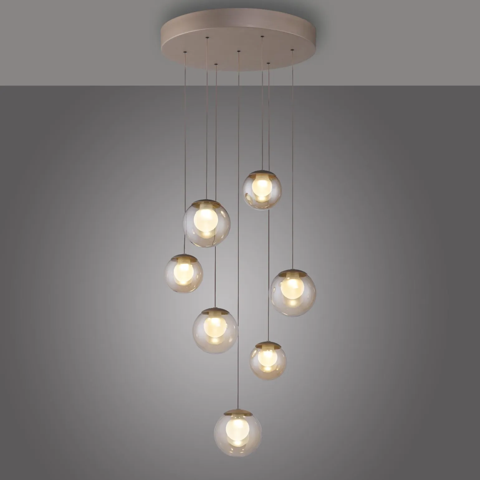 Kaskadowa lampa na pilota, z regulacją światła i wysokości BRĄZOWA (2587-97) - Paul Neuhaus