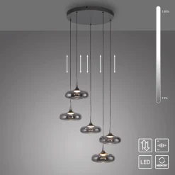 Kaskadowa lampa z płynną regulacją wysokości POSH SZARA (15694-15) - Paul Neuhaus