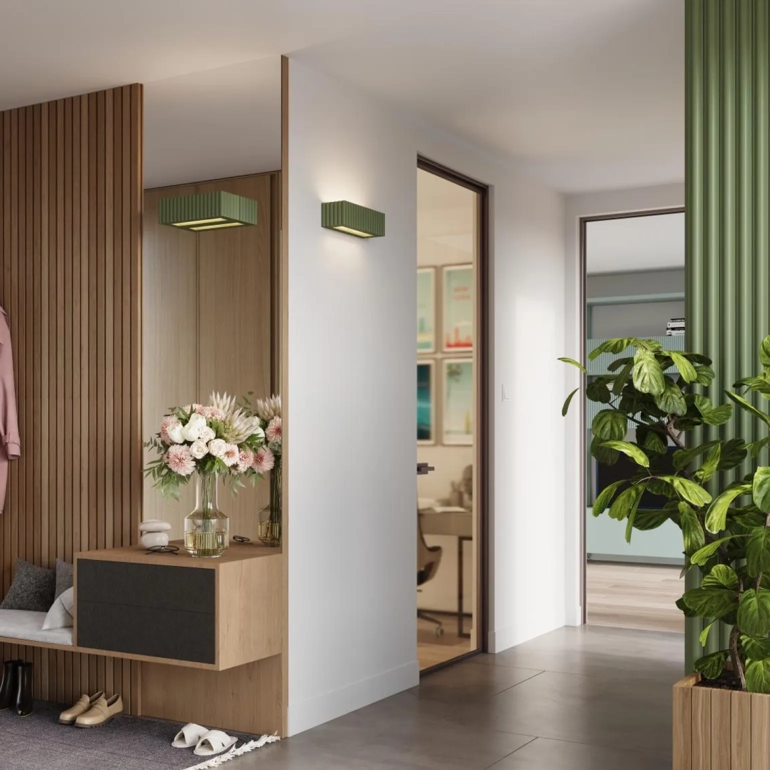 Kinkiet ceramiczny RIGATA zielony oliwkowy (SL.1888) - Sollux Lighting