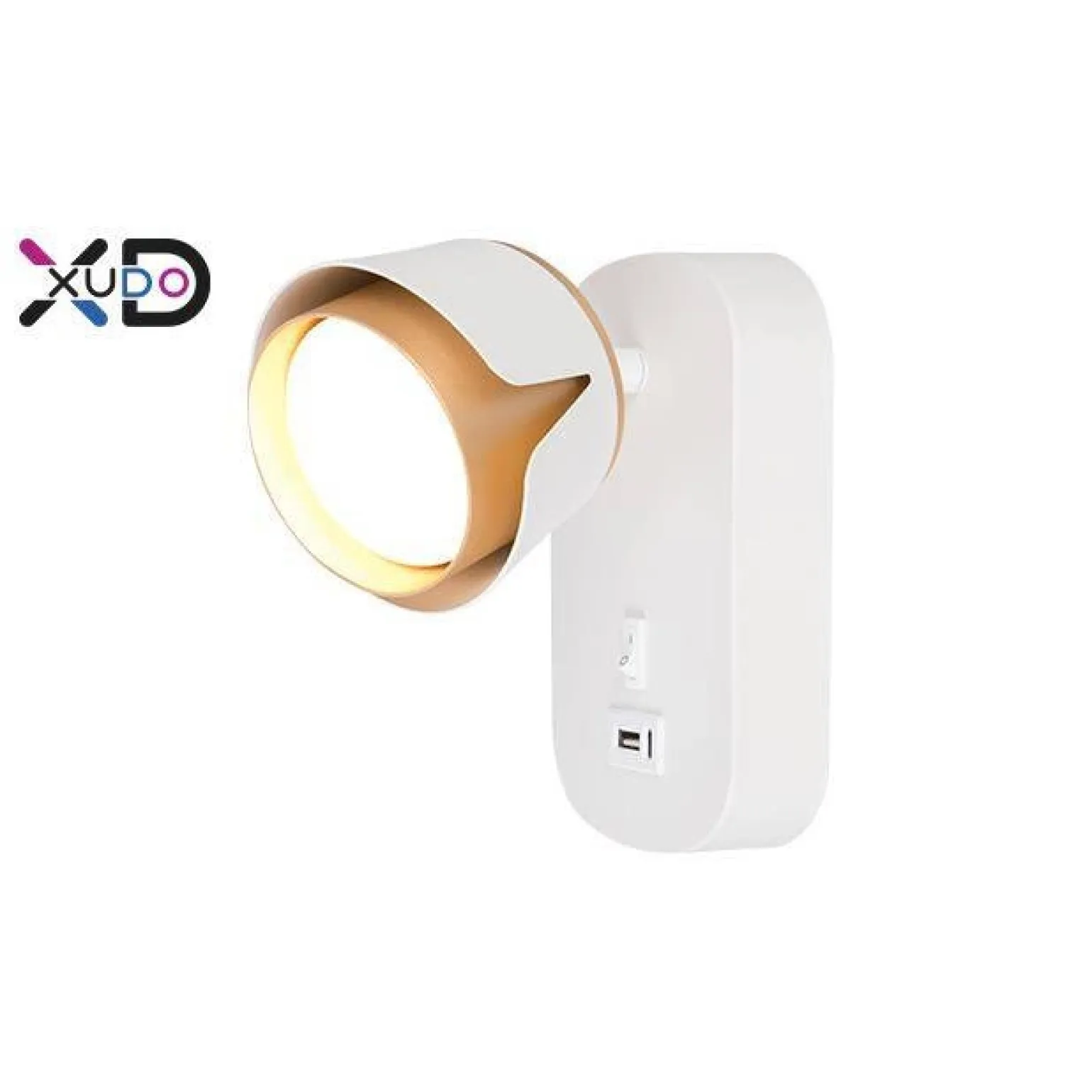 Kinkiet do czytania z ładowaniem USB GX53 biały+złoty (XD-IK271W) - Xudo