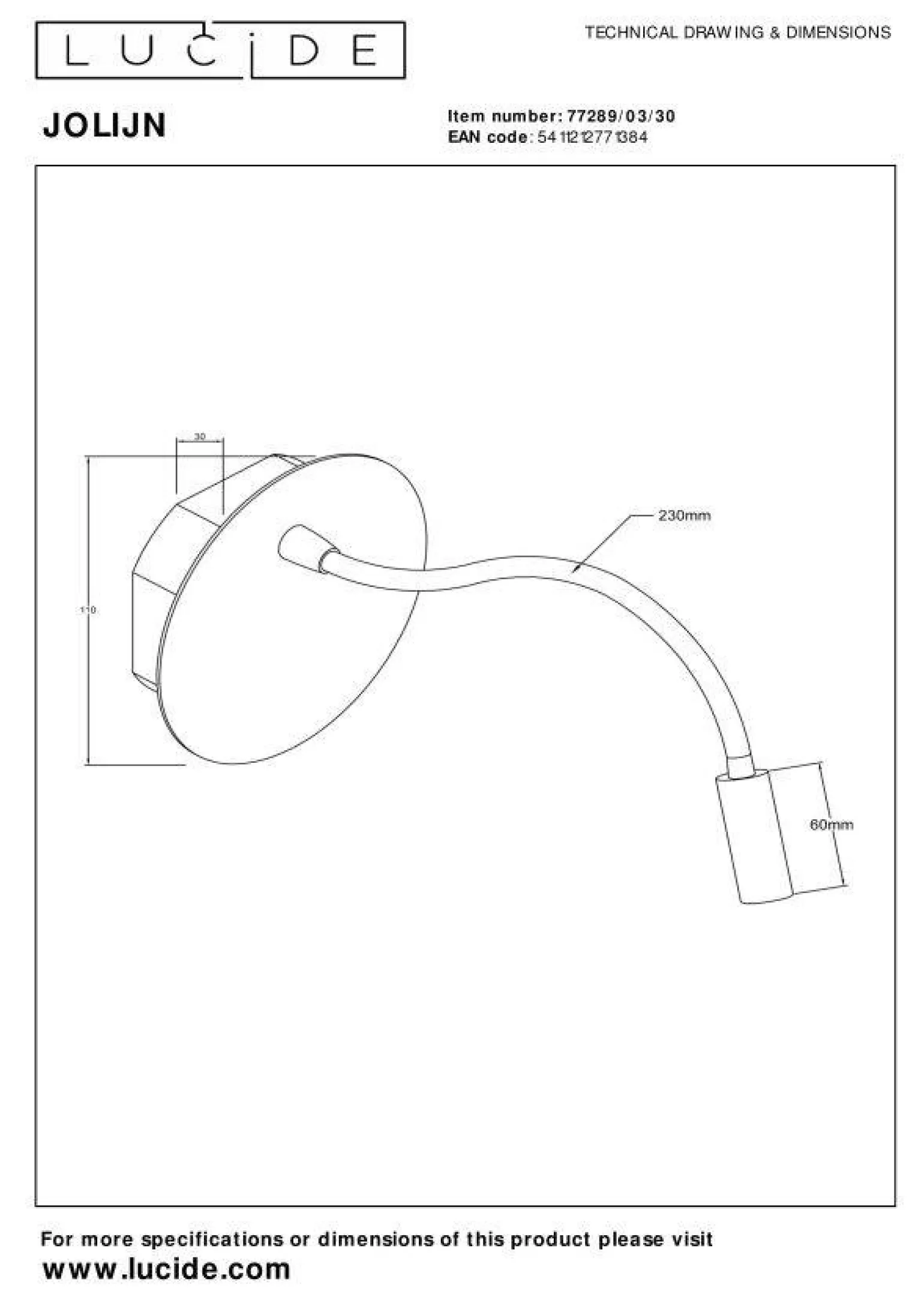 Kinkiet JOLIJN (77289/03/30) - Lucide