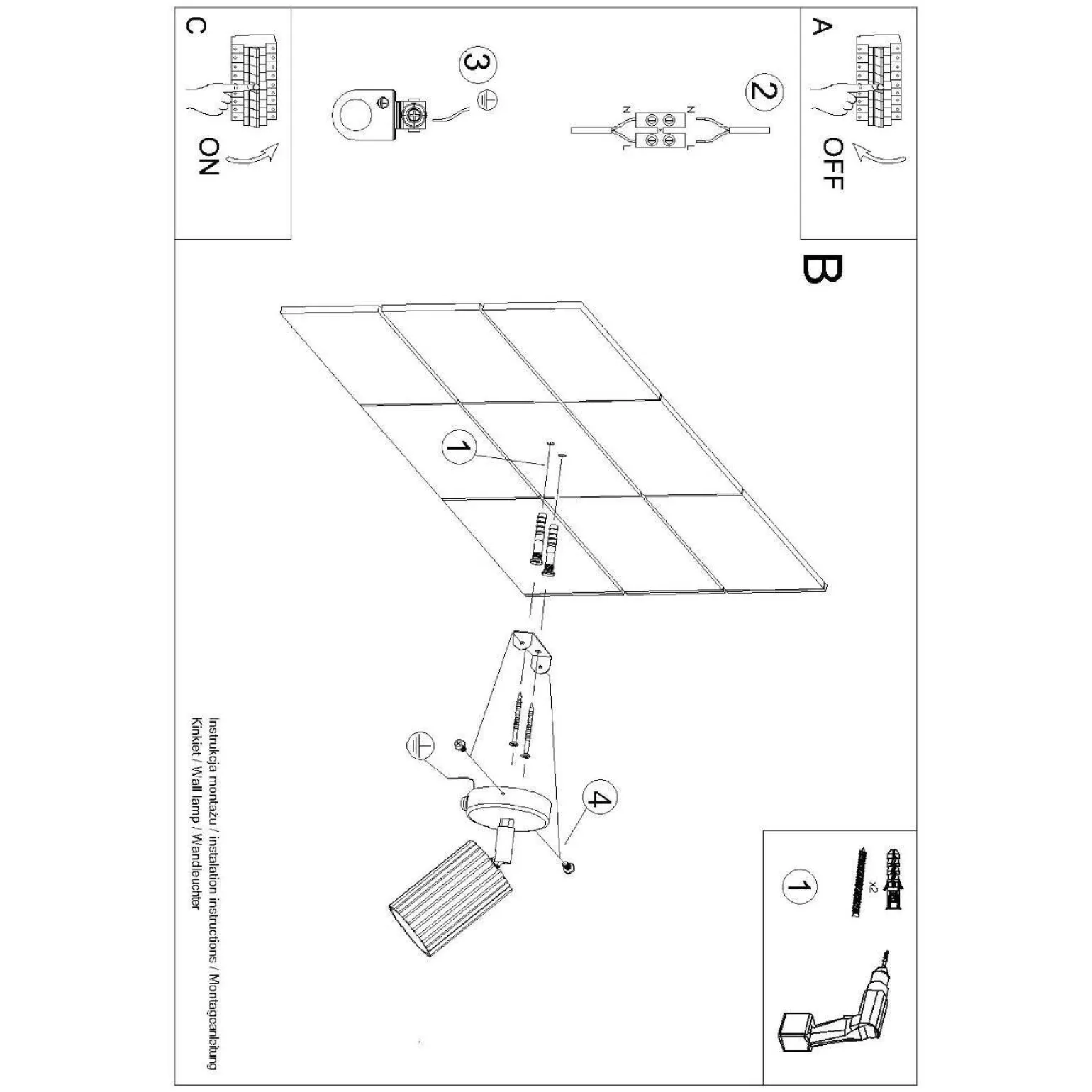 Kinkiet KARBON ochra czerwona z włącznikiem (SL.1636) - Sollux Lighting