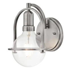 Kinkiet Somerset - 1 źródło światła - Przezroczyste szkło - Szczotkowany nikiel (QN-SOMERSET1-C-BN) - Quintiesse