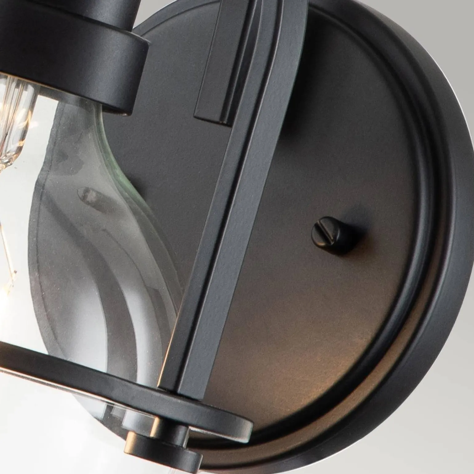 Kinkiet Somerset - 1 źródło światła - Przezroczyste szkło - Czarny (QN-SOMERSET1-C-BK) - Quintiesse