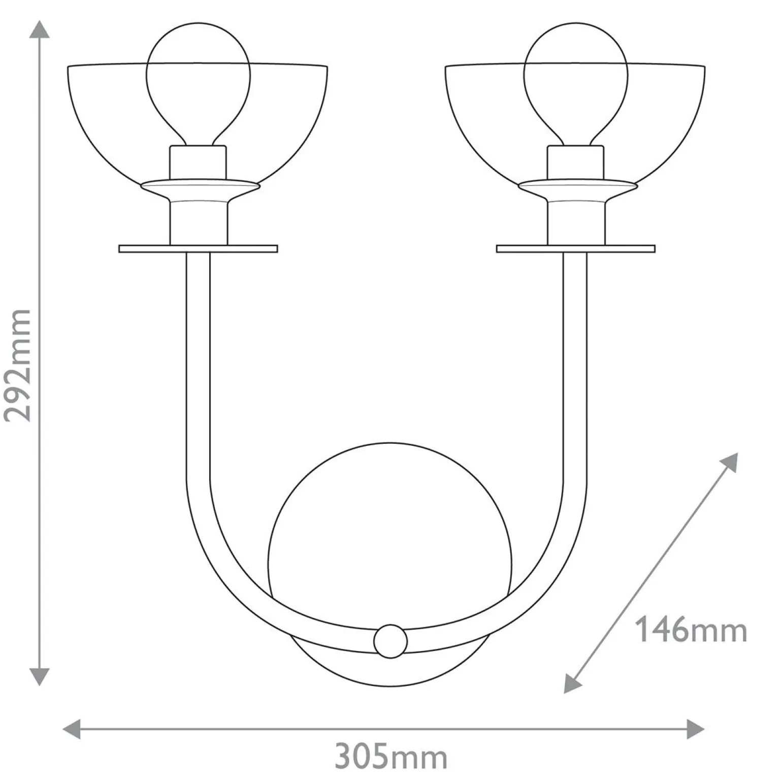 Kinkiet Sylvia - 2 źródła światła - Szczotkowane złoto (ALM-SYLVIA-2WB-BG-CL) - Elstead Lighting
