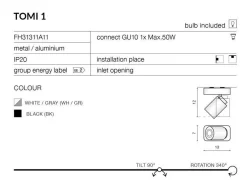 Kinkiet TOMI 1 CZARNY (AZ0681) - Azzardo