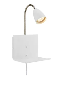 Kinkiet z półką i ładowaczką USB CUARTO Wall 1L White (108856) Markslojd