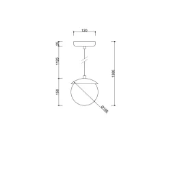 KUUL F burgundowa sufitowa lampa wisząca z podwyższoną szczelnością IP44 (KLF141PS0) - Ummo