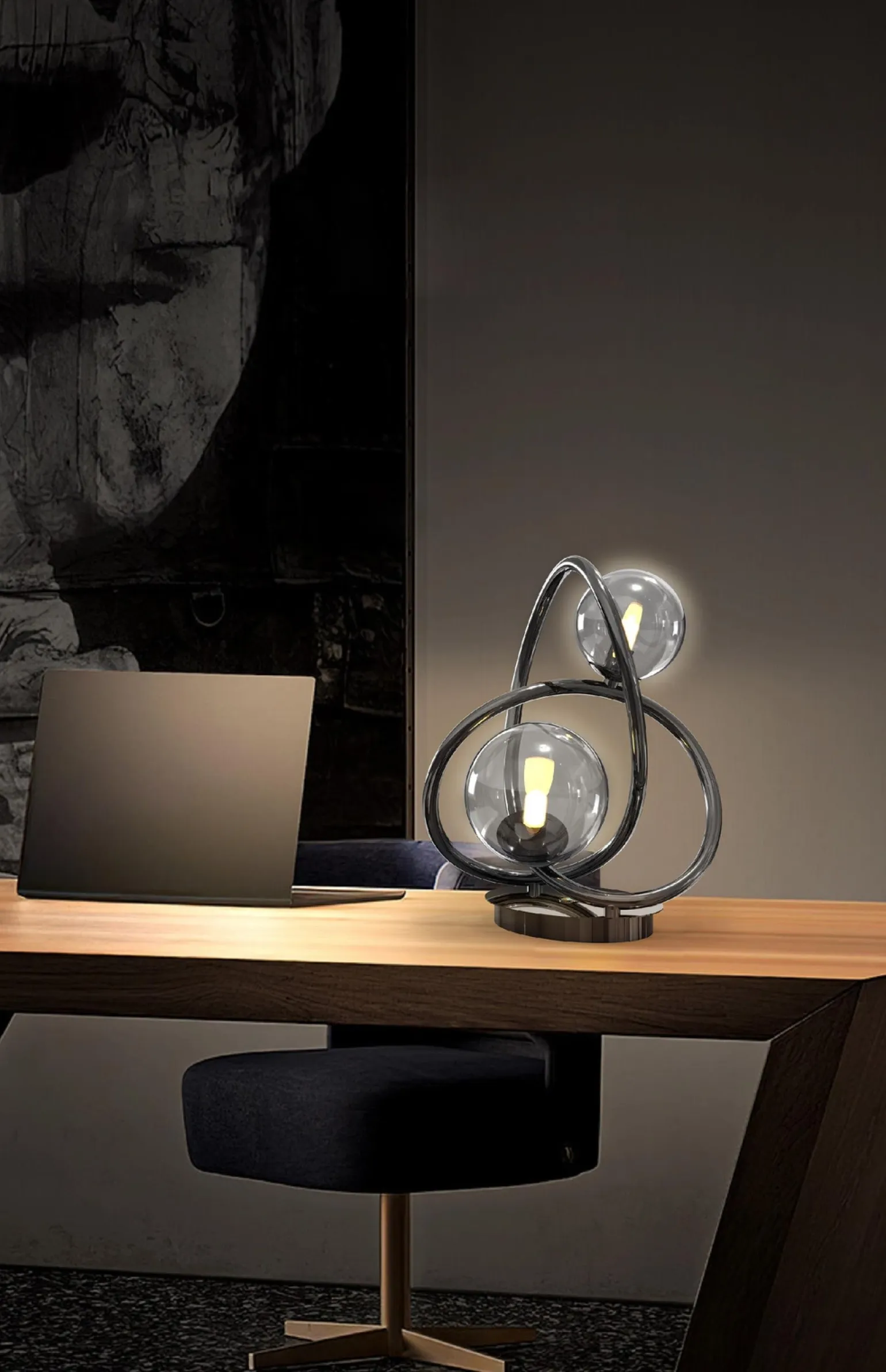 Lampa dekoracyjnana stół NANCY czarny chrom (8014-205) - Aviano Lighting