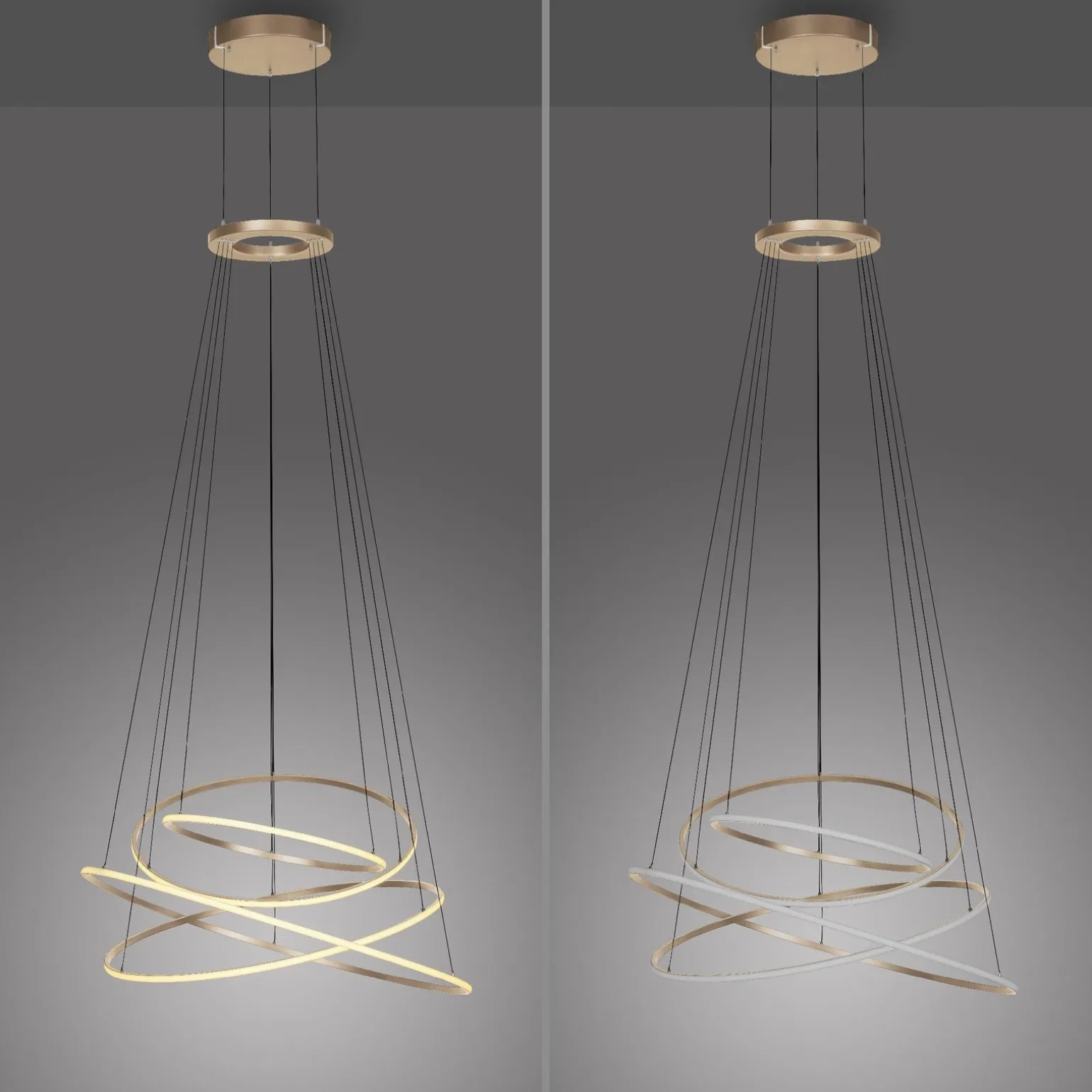 Lampa na pilota, z płynną regulacją wysokości PURE E-FLYING RINGS BRĄZOWA (2566-97) - Paul Neuhaus