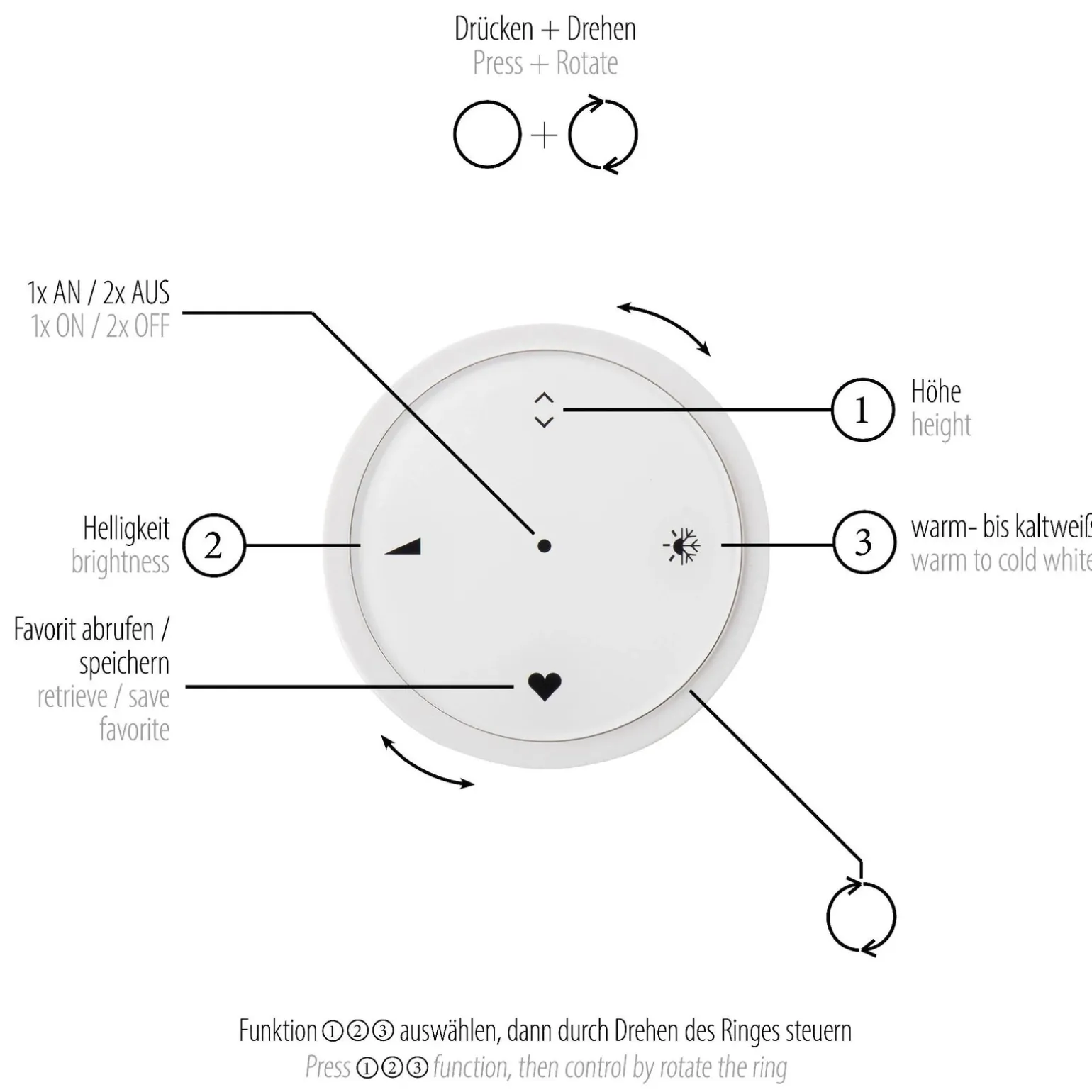 Lampa na pilota, z płynną regulacją wysokości PURE E-FLYING RINGS BRĄZOWA (2566-97) - Paul Neuhaus