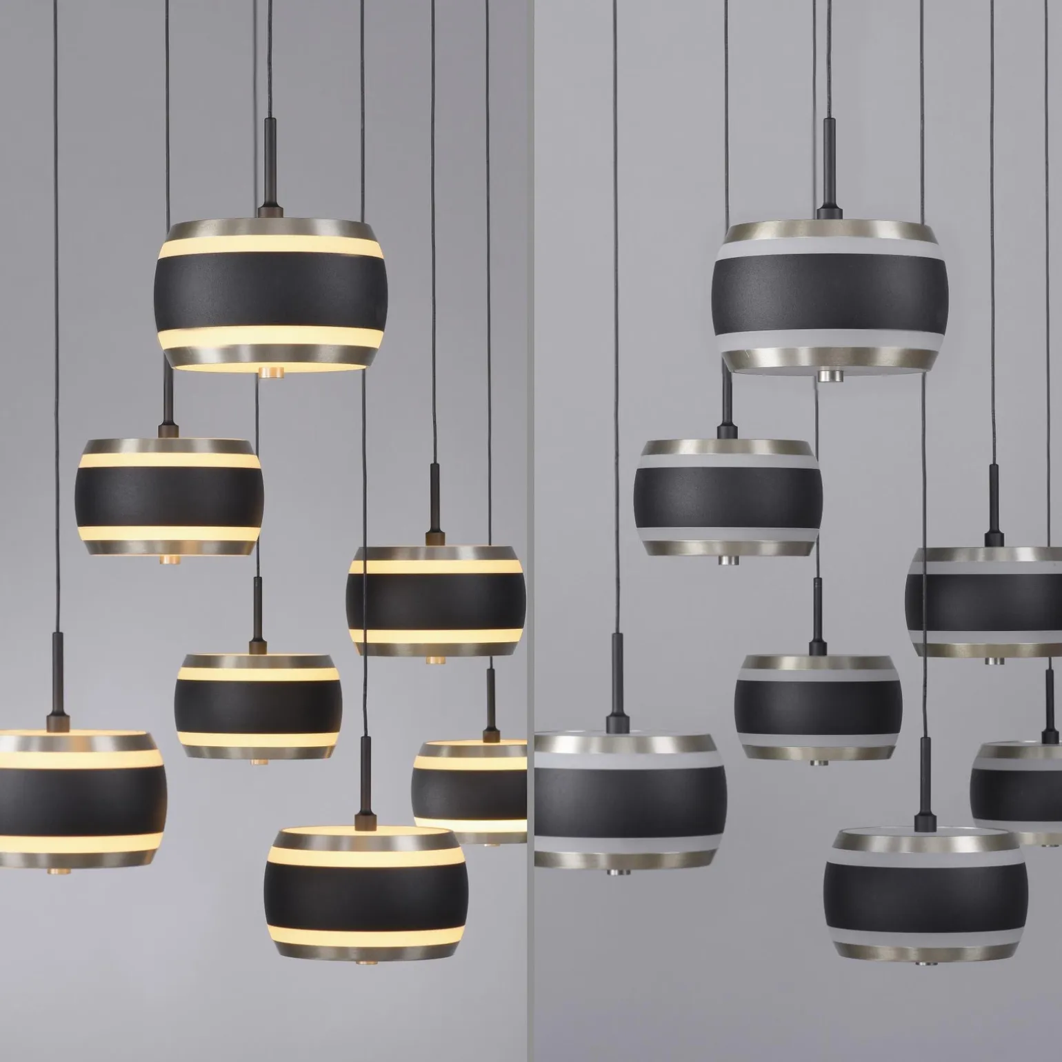 Lampa na pilota, z regulacją światła i wysokości PURE FALLING RINGS CZARNA (2505-18) - Paul Neuhaus