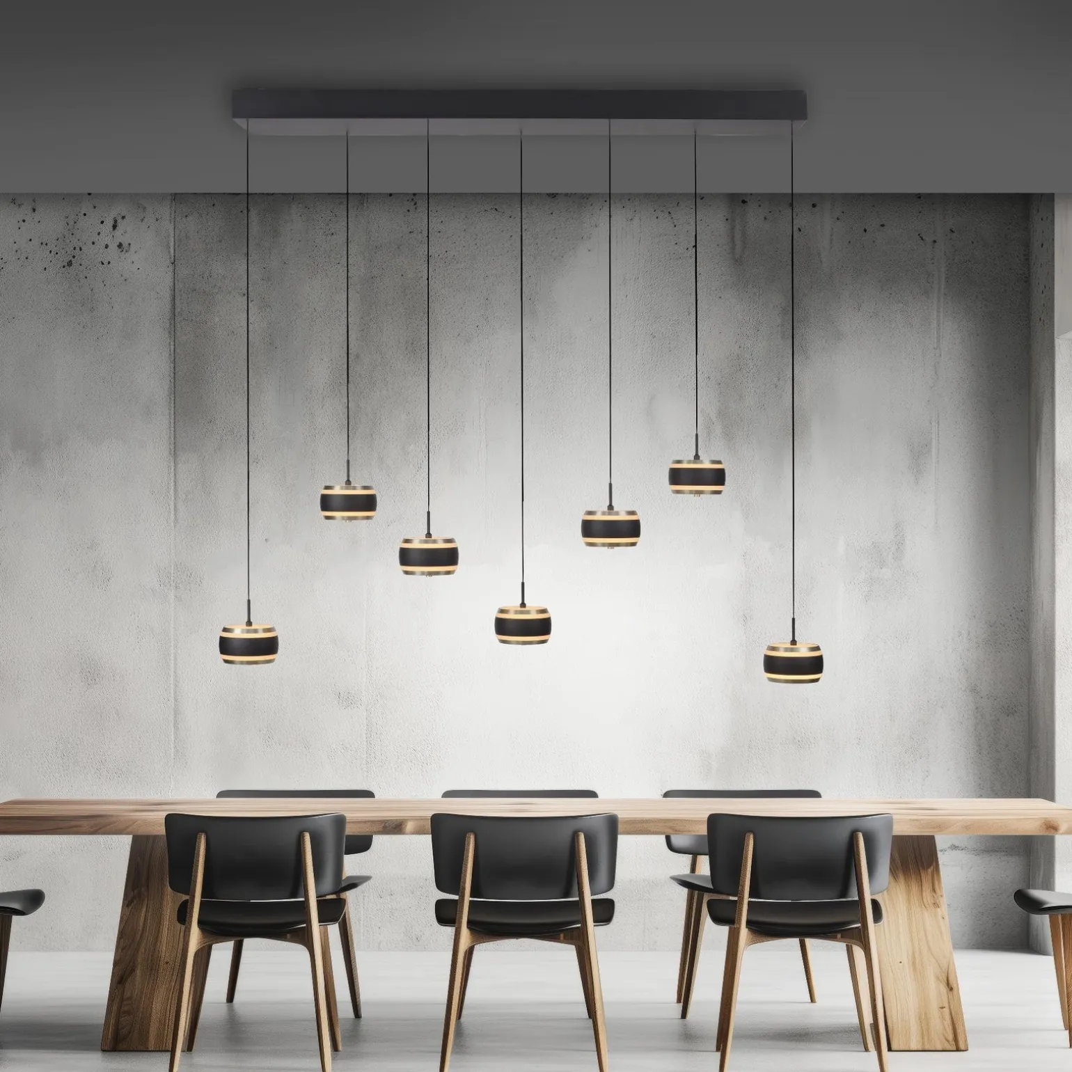 Lampa na pilota, z regulacją światła i wysokości PURE FALLING RINGS CZARNA (2505-18) - Paul Neuhaus