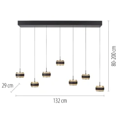 Lampa na pilota, z regulacją światła i wysokości PURE FALLING RINGS CZARNA (2505-18) - Paul Neuhaus