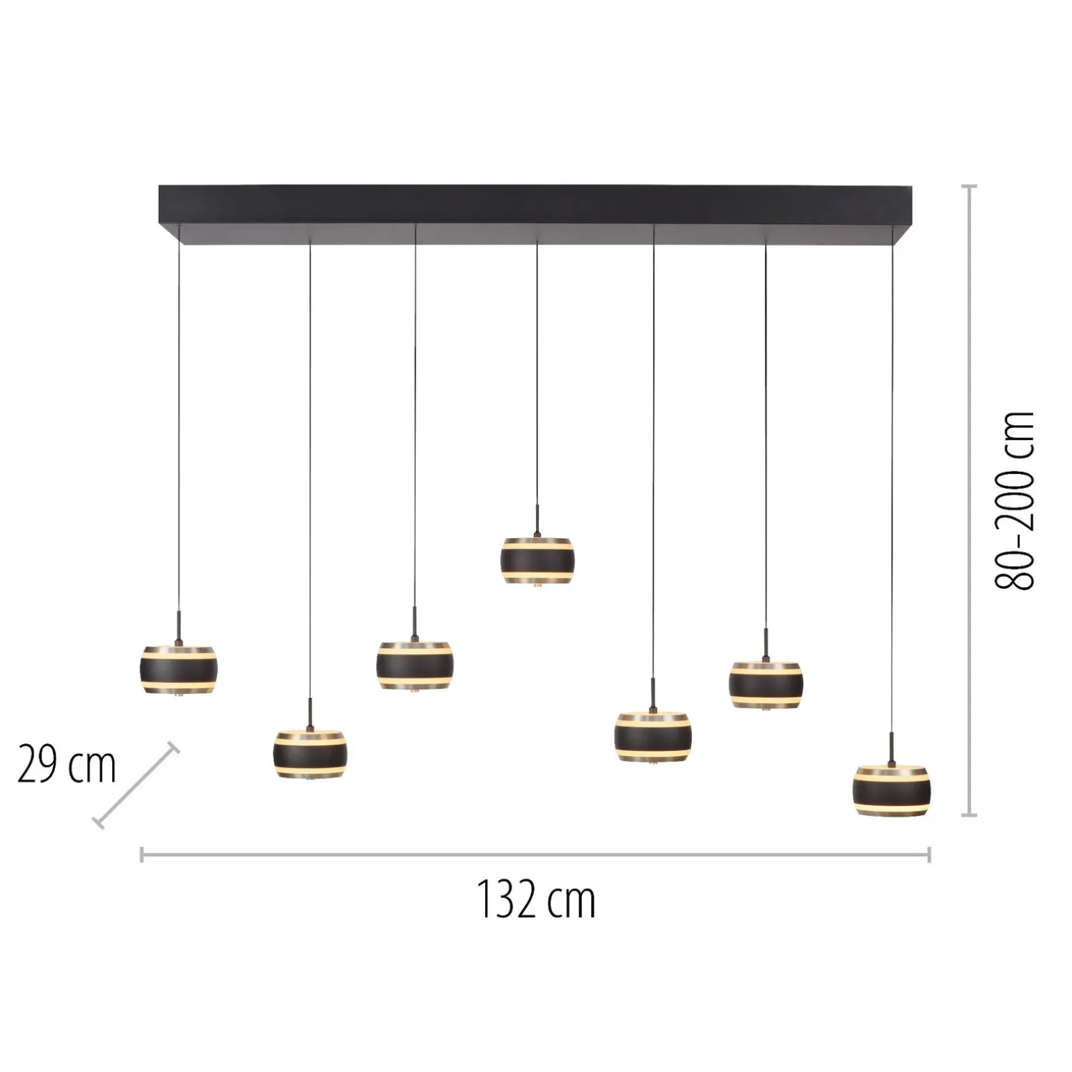 Lampa na pilota, z regulacją światła i wysokości PURE FALLING RINGS CZARNA (2505-18) - Paul Neuhaus