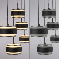 Lampa na pilota, z regulacją światła i wysokości PURE FALLING RINGS CZARNA (2504-18) - Paul Neuhaus