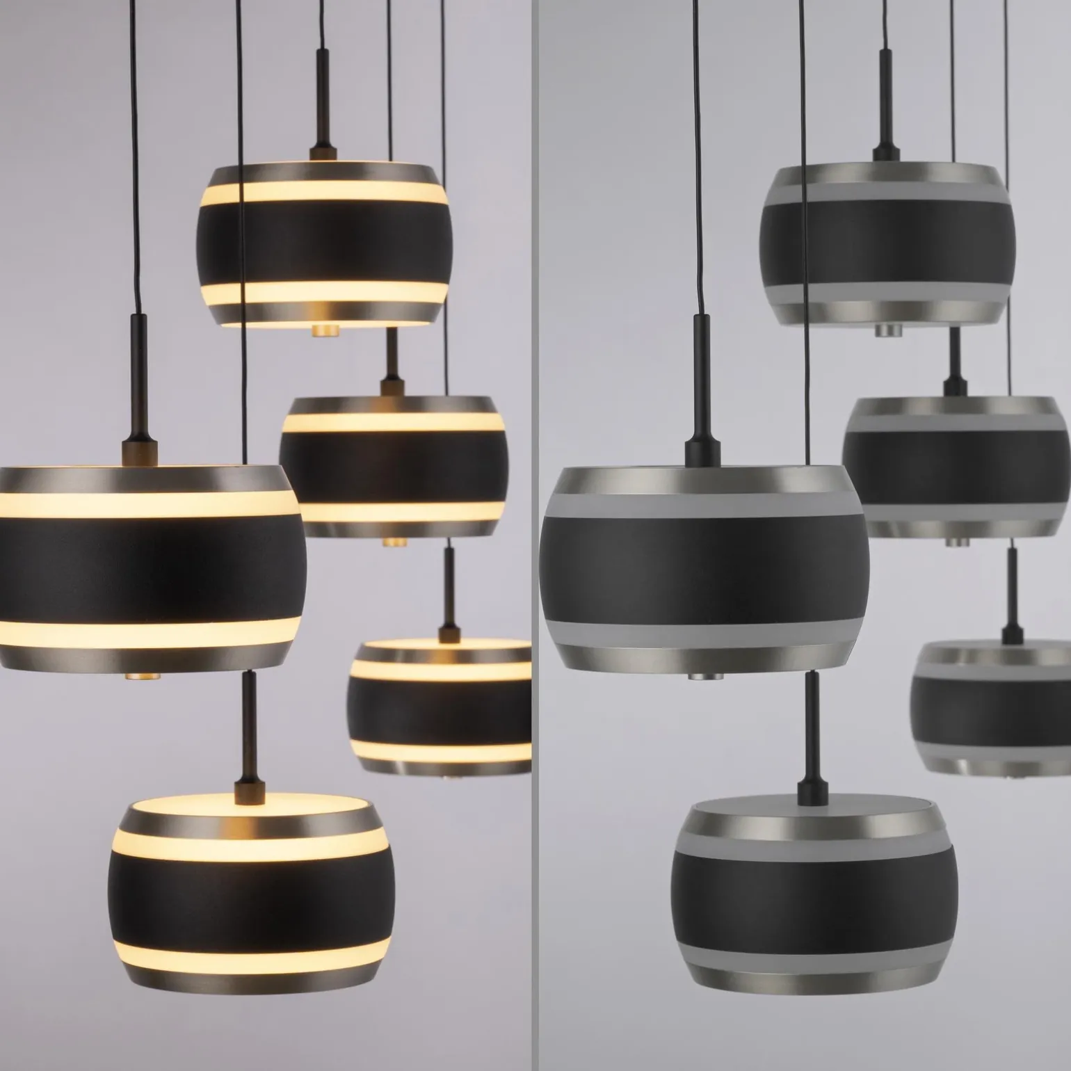 Lampa na pilota, z regulacją światła i wysokości PURE FALLING RINGS CZARNA (2504-18) - Paul Neuhaus