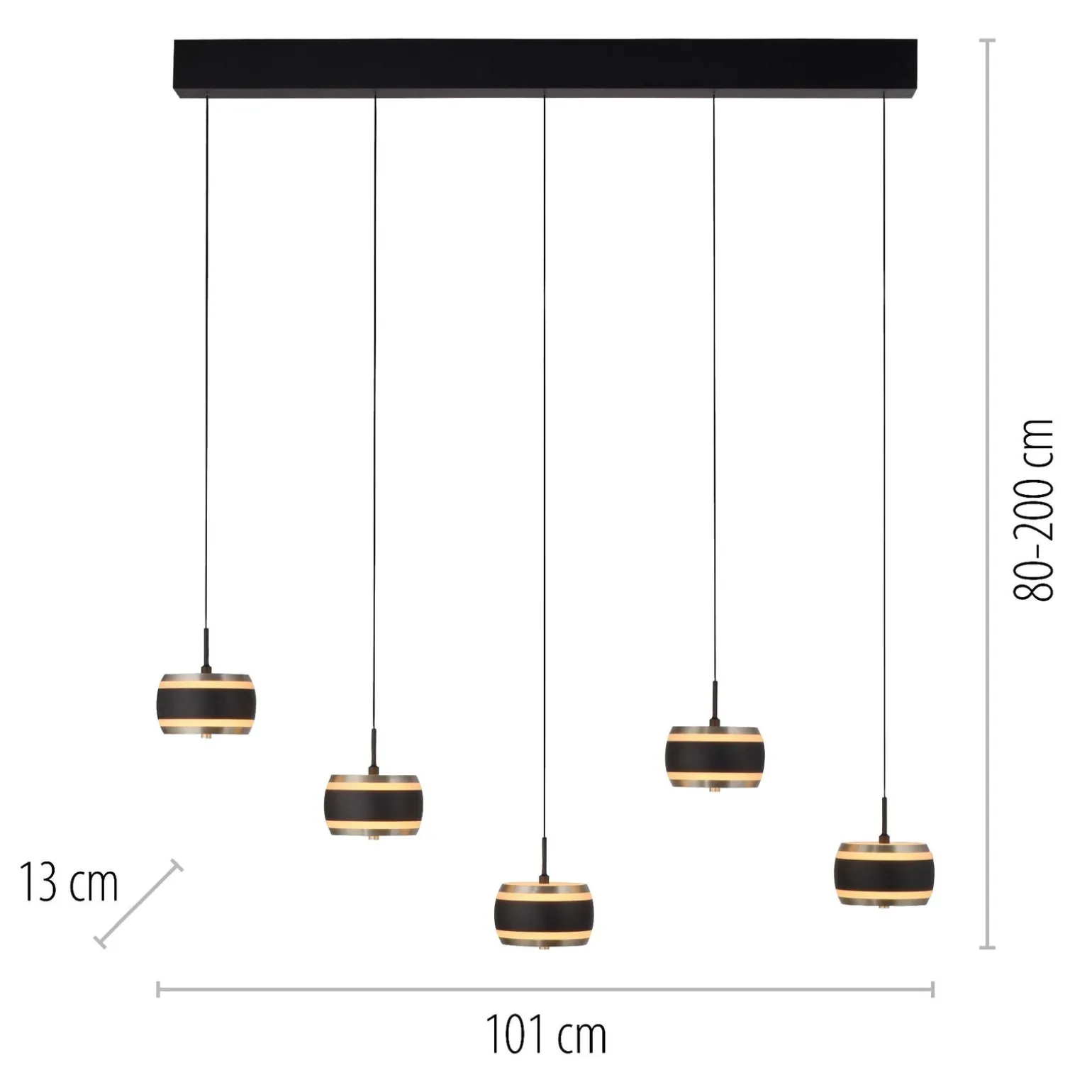Lampa na pilota, z regulacją światła i wysokości PURE FALLING RINGS CZARNA (2504-18) - Paul Neuhaus