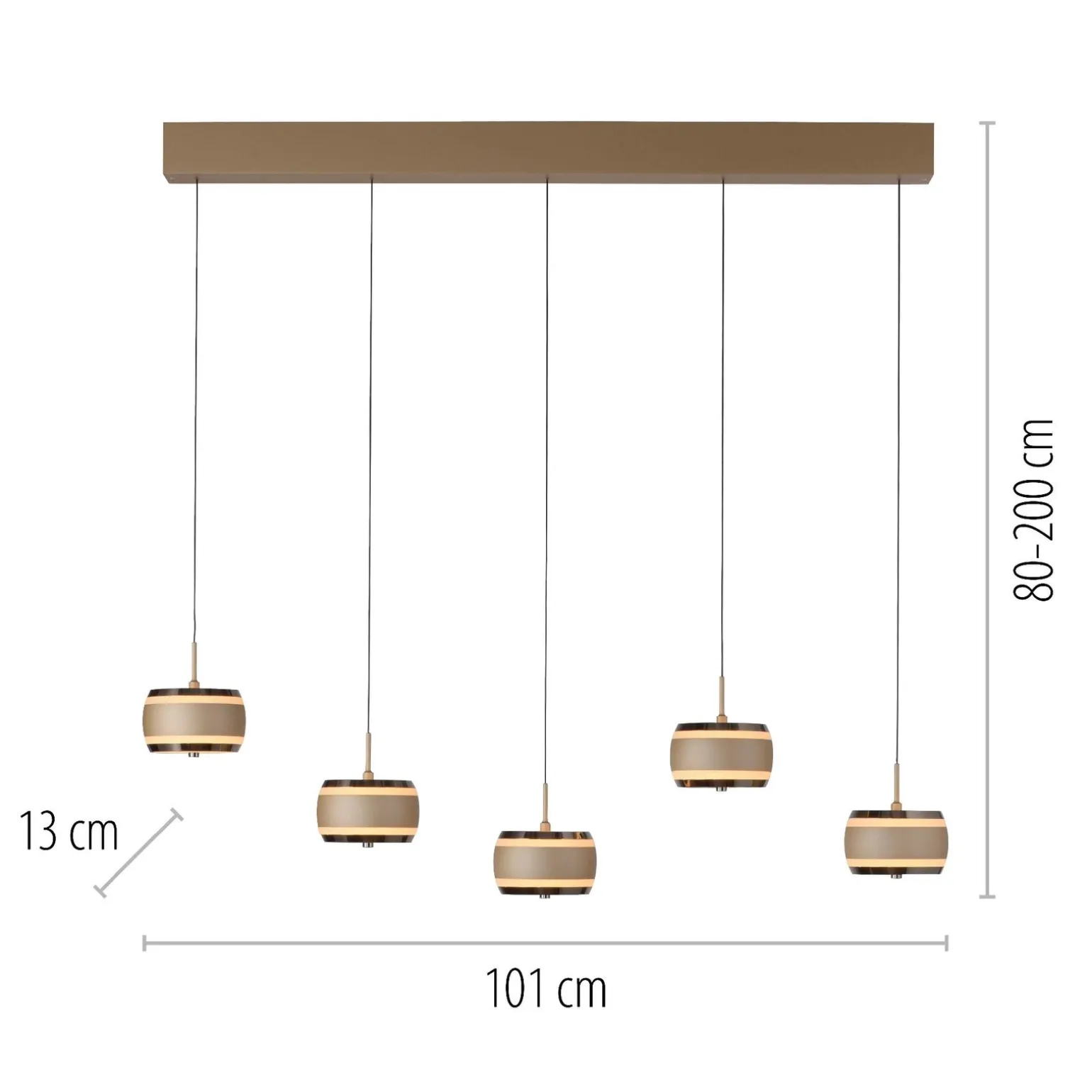 Lampa na pilota, z regulacją światła i wysokości PURE FALLING RINGS BRĄZOWY/CHROM (2504-97) - Paul Neuhaus