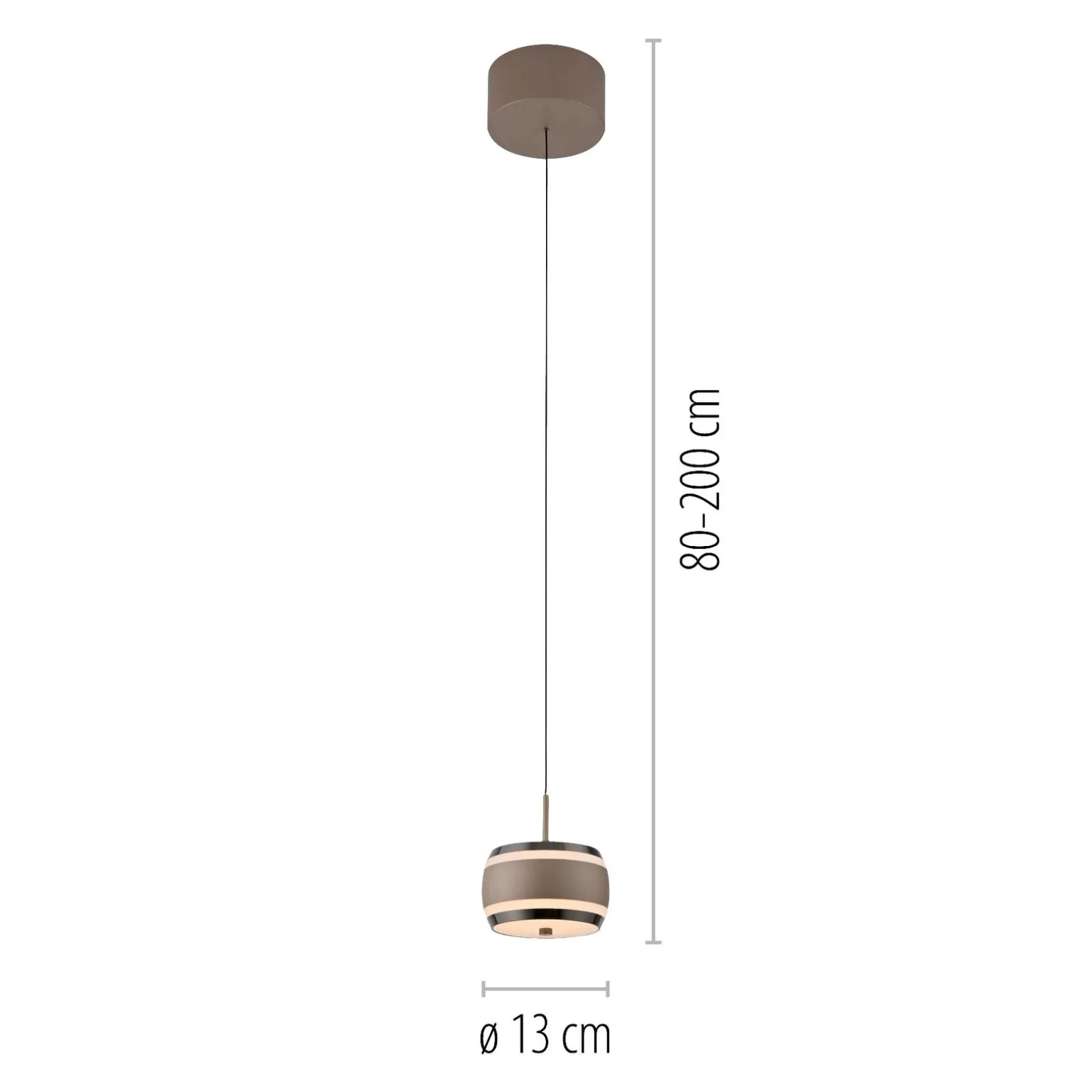 Lampa na pilota, z regulacją światła i wysokości PURE FALLING RINGS BRĄZOWA/CHROM (2503-97) - Paul Neuhaus