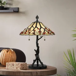 Lampa na stół w stylu Tiffany - Lampa Whispering Valiant brąz (QZ-WHISPERING-TL-VB) - Elstead Lighting