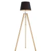 lampa stojąca 1 pł. ASTER drewno naturalne podstawa, czarny abażur czarny ARGON 3421