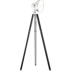 lampa stojąca 1 pł. FOTO NEW czarne drewno oraz klosz chromowany metal oraz ARGON 3355