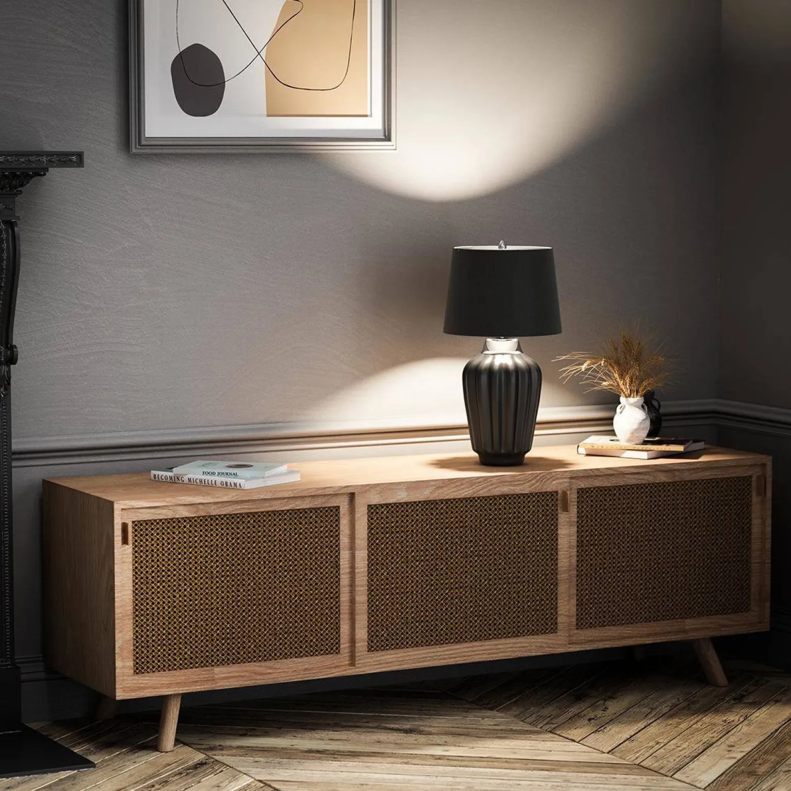 Lampa stołowa Bexley - 1 źródło światła - Czarna/ Polerowany nikiel (QN-BEXLEY-TL-BKPN) - Quintiesse