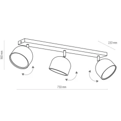 Lampa sufitowa ALTEA czarna 3 PŁ + ŻARÓWKI (6520) - TK Lighting