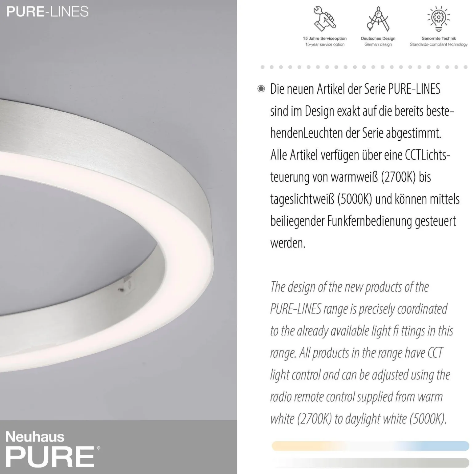 Lampa sufitowa PURE-LINES, ALUMINIUM (6309-95) - Paul Neuhaus