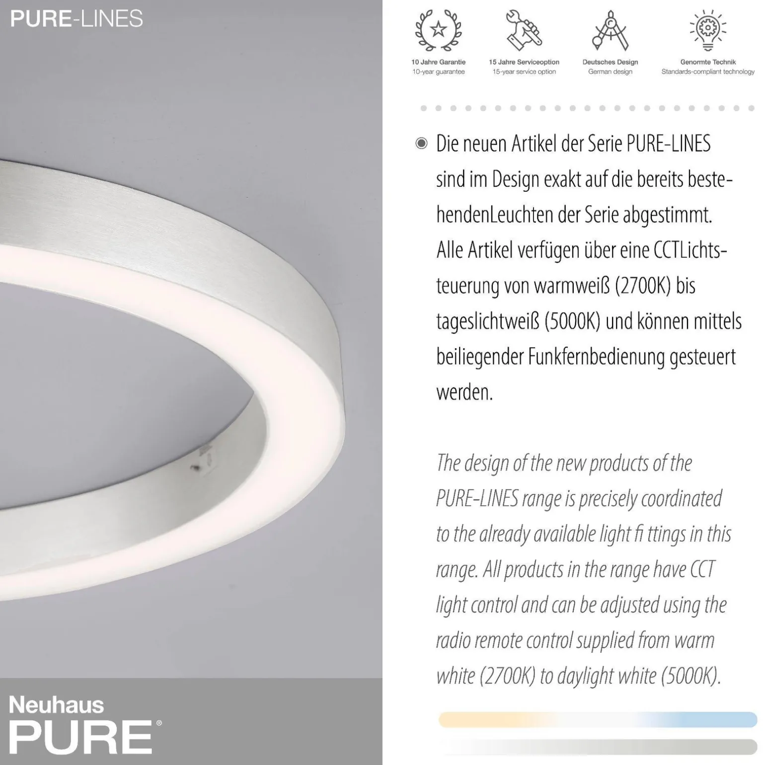 Lampa sufitowa PURE-LINES, ALUMINIUM (6309-95) - Paul Neuhaus