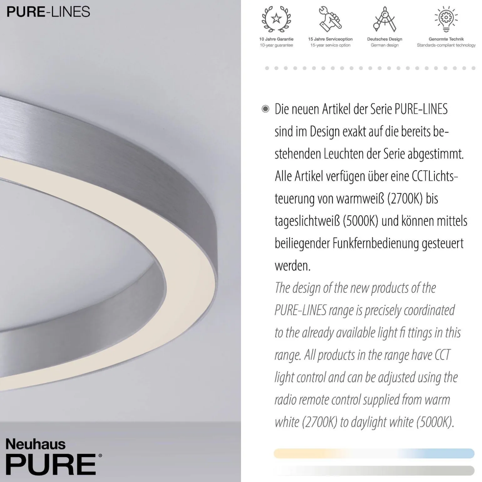 Lampa sufitowa PURE-LINES, ALUMINIUM (6306-95) - Paul Neuhaus