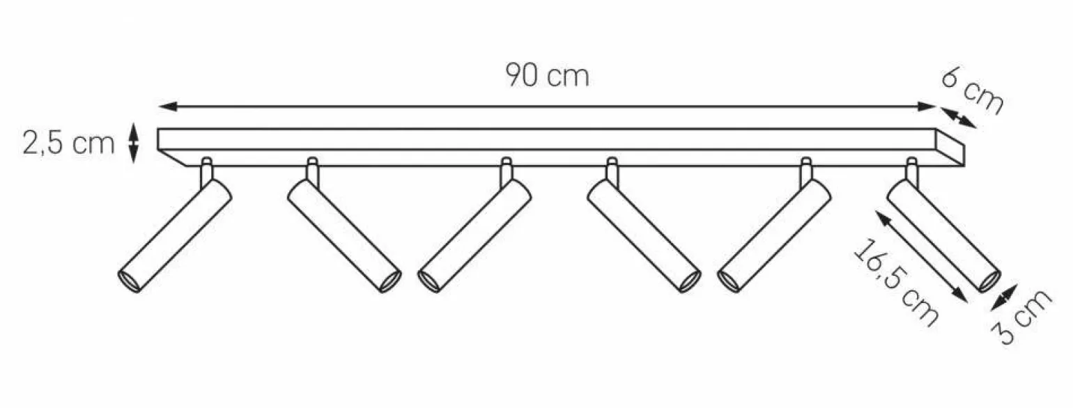 Lampa sufitowa ROLL 6 kolor Czarny (50924602) - KASPA