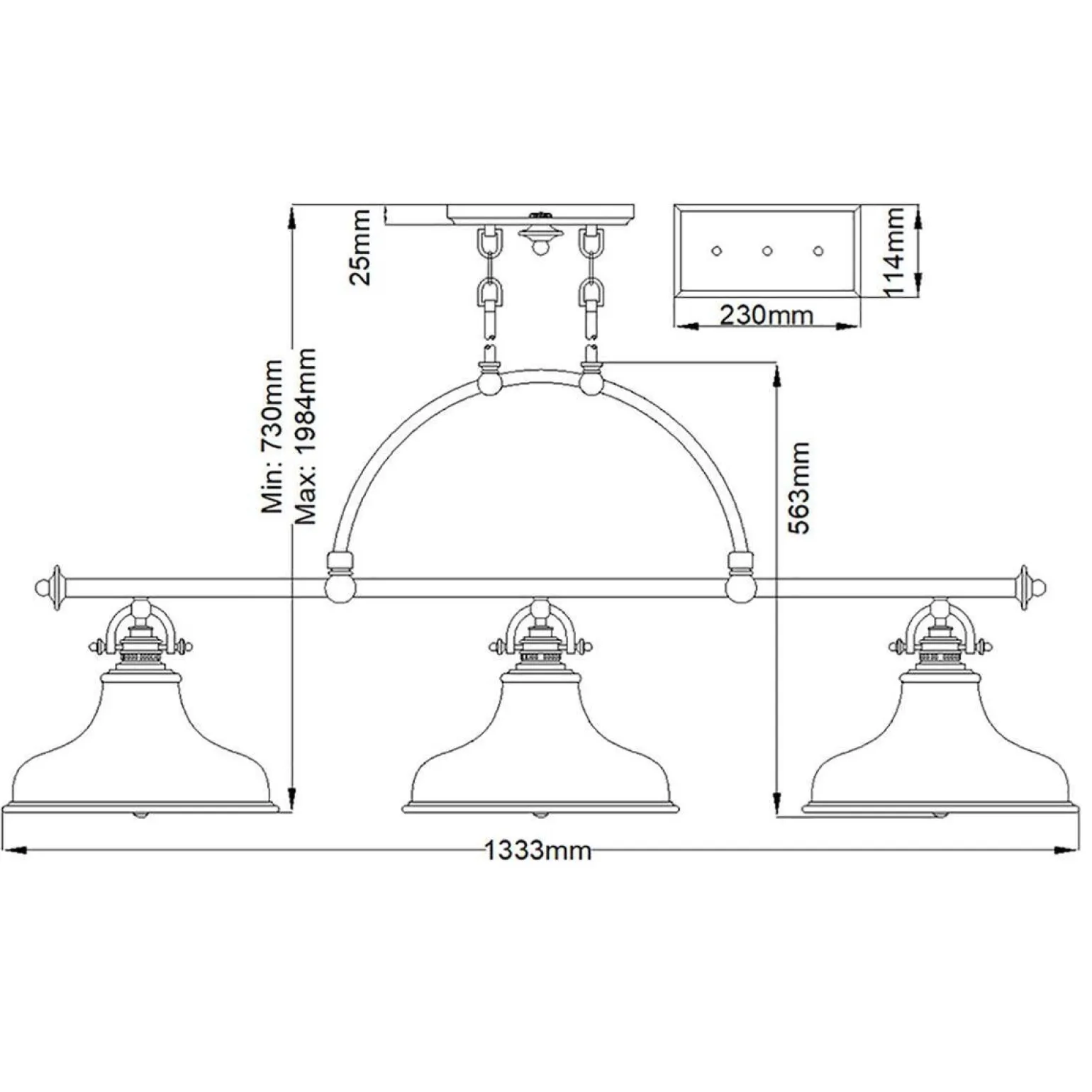 Lampa wisząca Emery (QZ-EMERY3P-IS) - Elstead Lighting