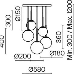 Lampa wisząca Basic form 5 czarna (MOD321PL-05B) - Maytoni